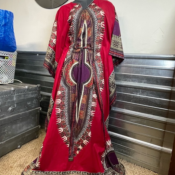 Vintage African Imported Nigerian Traditional Boubou Damask Dress Kaftan Maxi - Picture 4 of 15